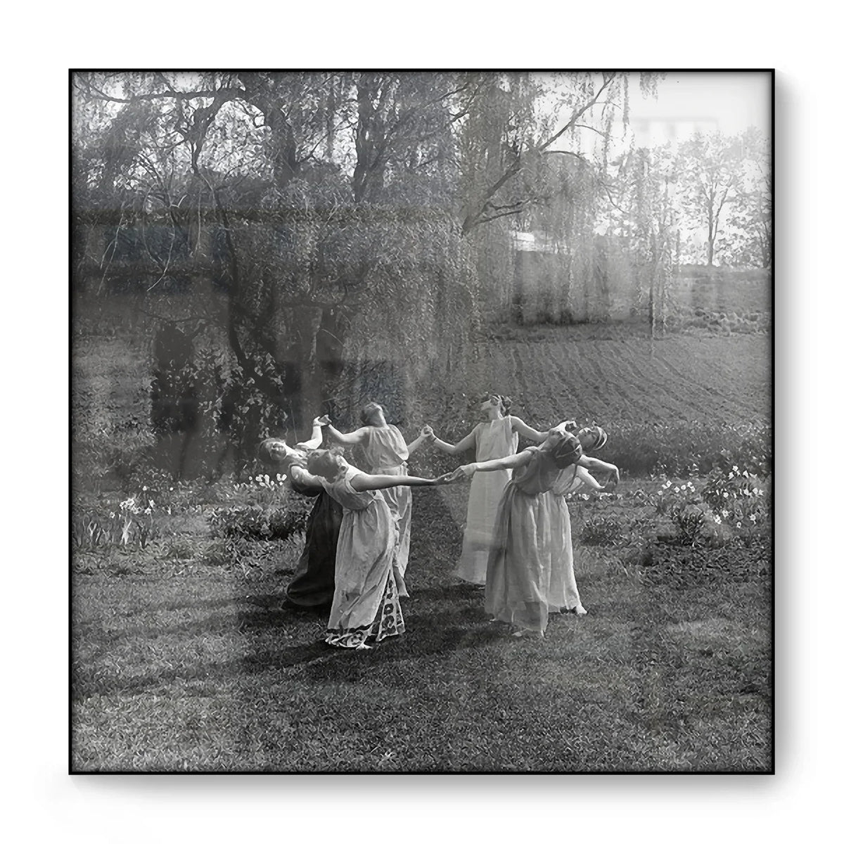 Cadre photo noir blanc danse jardin classique sans cadre toile imprimée vintage living bedroom