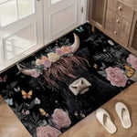 tapis bienvenue vache fleurs géométrique antiplis résistant extérieur salon chambre bain moderne polyester