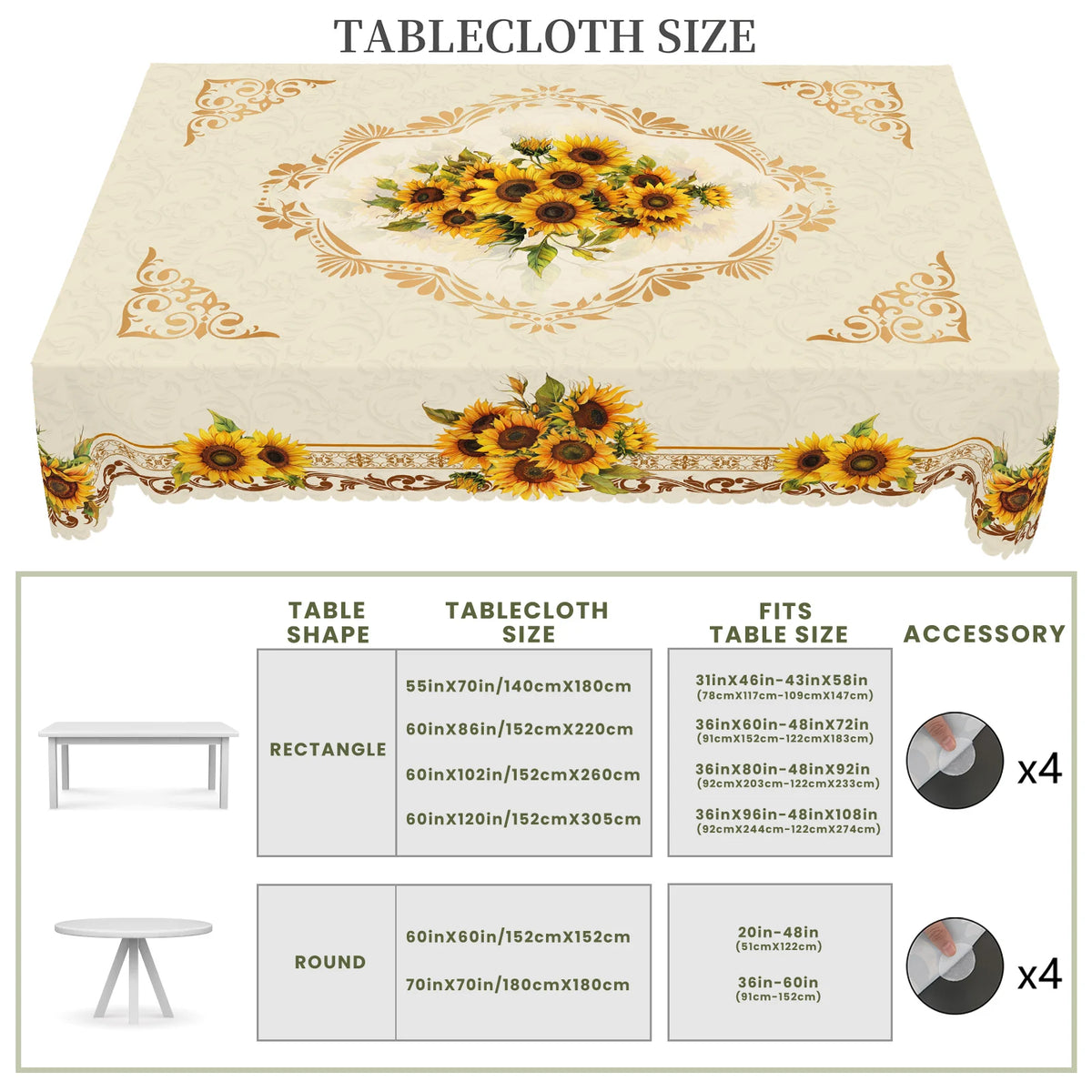 nappe fleur tournesol beige jaune serviettes inclusion extérieur mariage fête rustic classique imperméable