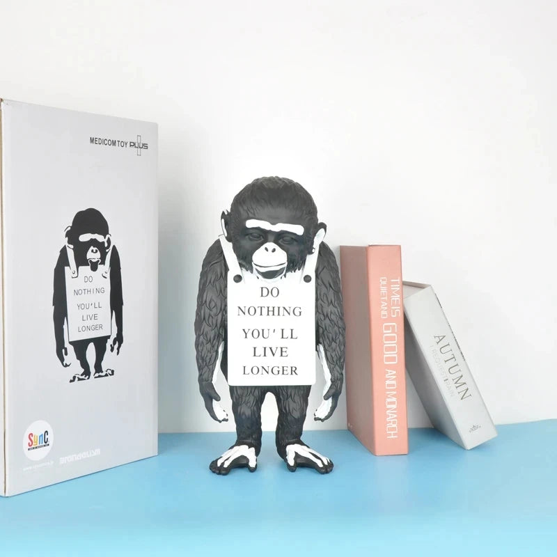 Sculpture gorille Banksy en résine verte claire - décoration moderne pour salon