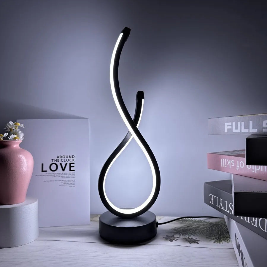 lampe table moderne multicolore noir courbe adaptateur usb powerbank