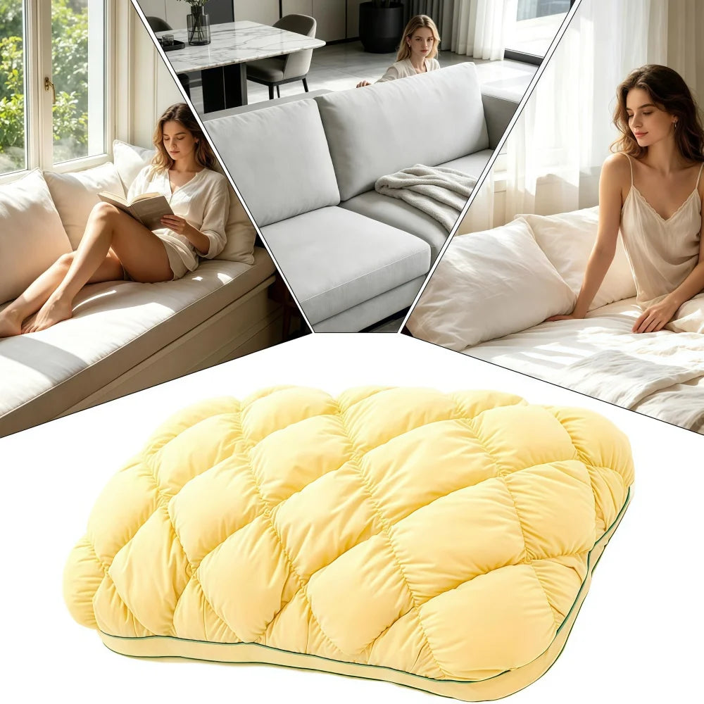 oreiller matelassé nid d'abeille jaune blanc gris original literie douillet
