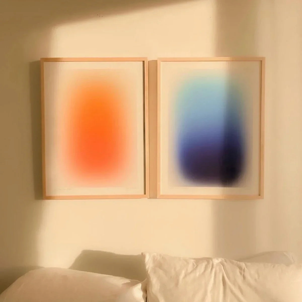 affiche toile minimaliste gradient orange bleu sans cadre moderne chambre salon 30x40cm 40x60cm 50x70cm