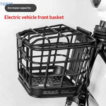 panier avant vélo électrique noir structure grille couvercle poignée fixations utilitaire rangement sac plastique