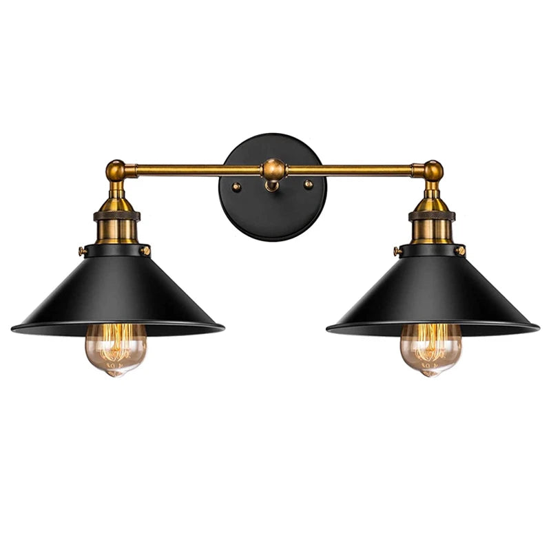 Suspension lumineuse industrielle noir doré mat éclairage Edison E27 salon chambrehôtel