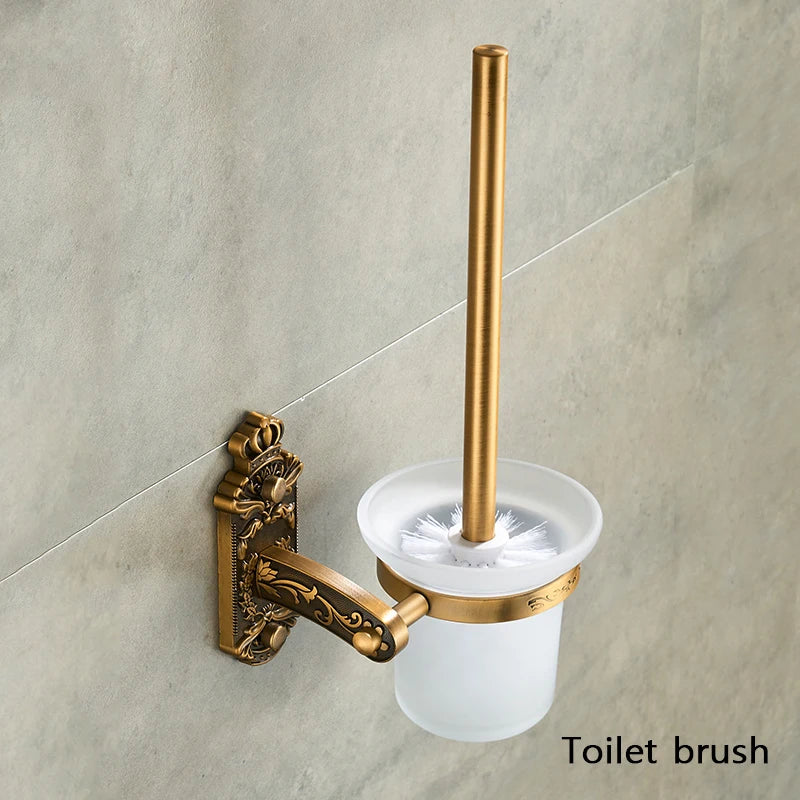 accessoires salle bain doré ornements floraux finition brillante classique porte savon porte gobelet porte