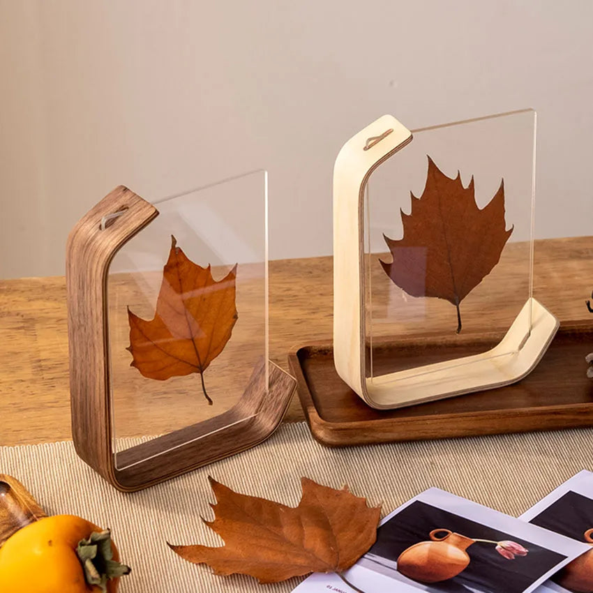 cadre photo moderne bois feuille séchée transparent 10x15cm 12.6x17.6cm 14x21cm