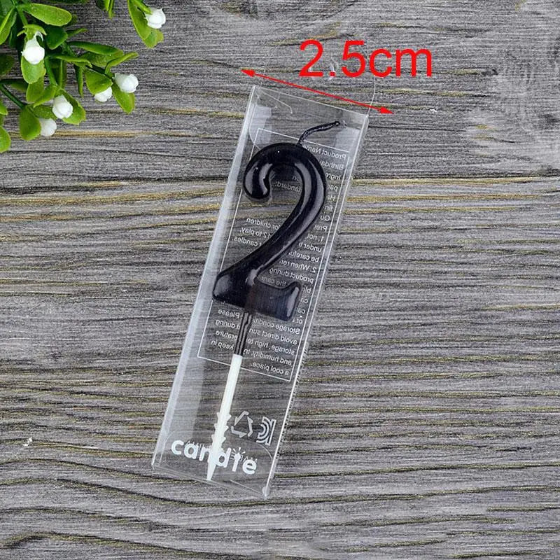 bougies numériques anniversaire noires décoration gâteau moderne adhésif