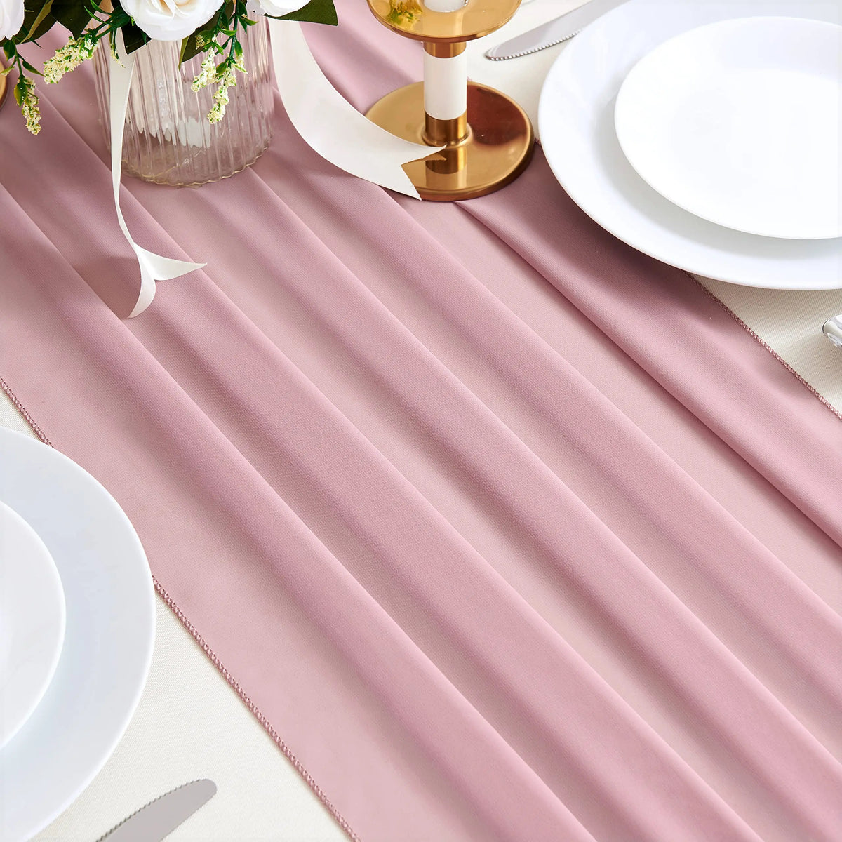 chemin table vert clair moderne uni opaque 30x300cm ruban blanc decoration anniversaire mariage noel