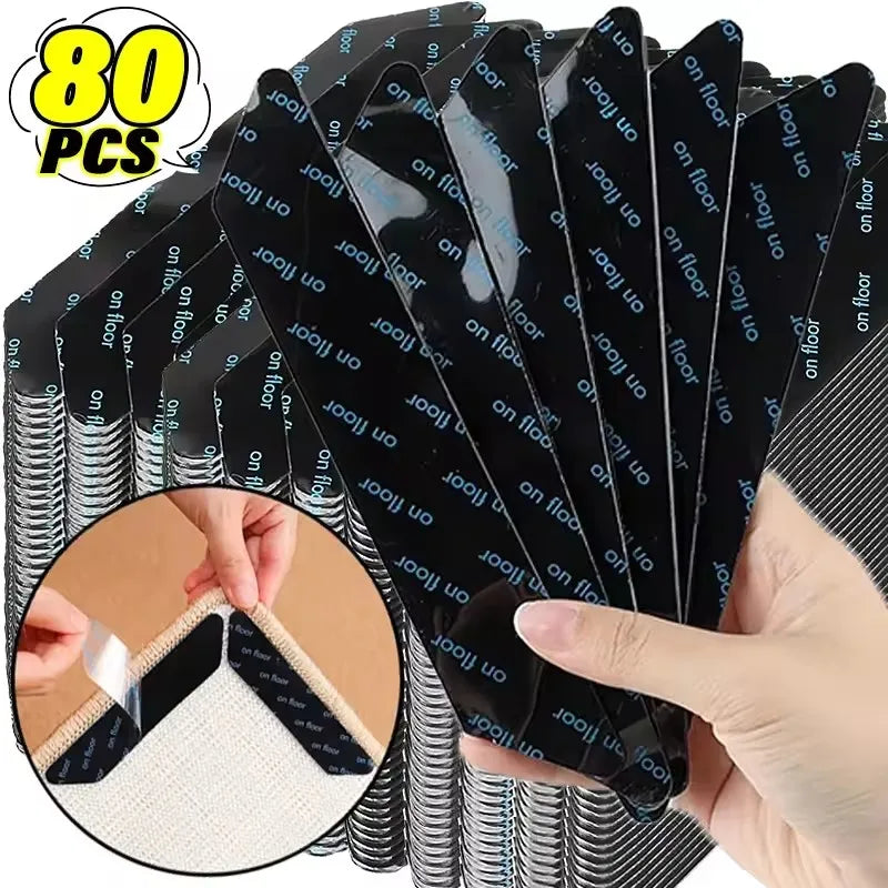tapis antidérapants pastilles adhésives noires blanches florales décoration intérieure utilitaires