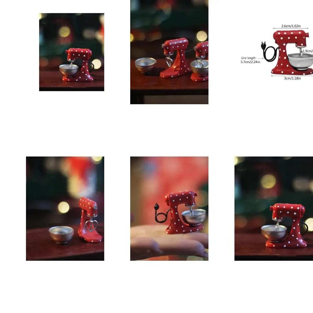 miniature robot cuisine rouge points blancs détails réalistes bol métallique câble noir