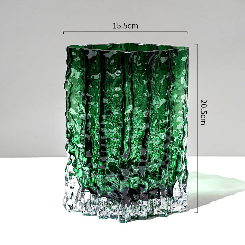 vase decoratif moderne verre texturé transparent floral table maison artístico minimaliste