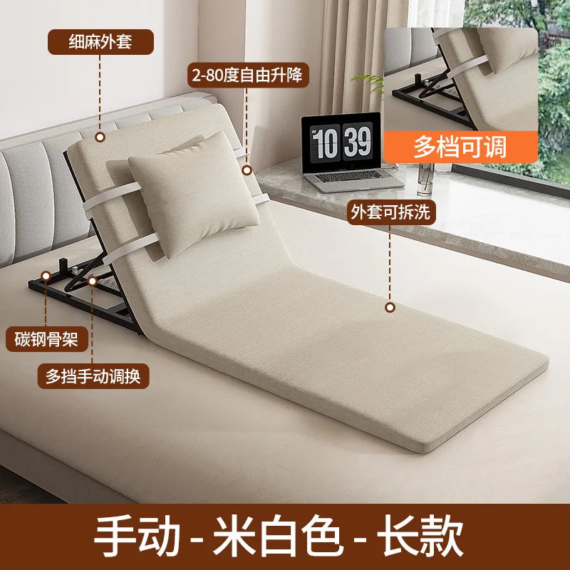 lit pliant moderne gris toile lin coussin oreiller support tablette