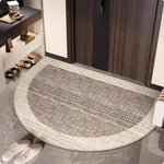 tapis demi circulaire beige moderne texture tissée motif géométrique antidérapant entrée cuisine salle bain
