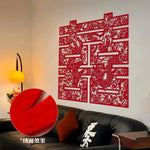 décoration murale mariage papier découpé artisanal motifs floraux rouge adhésif traditionnel chinois