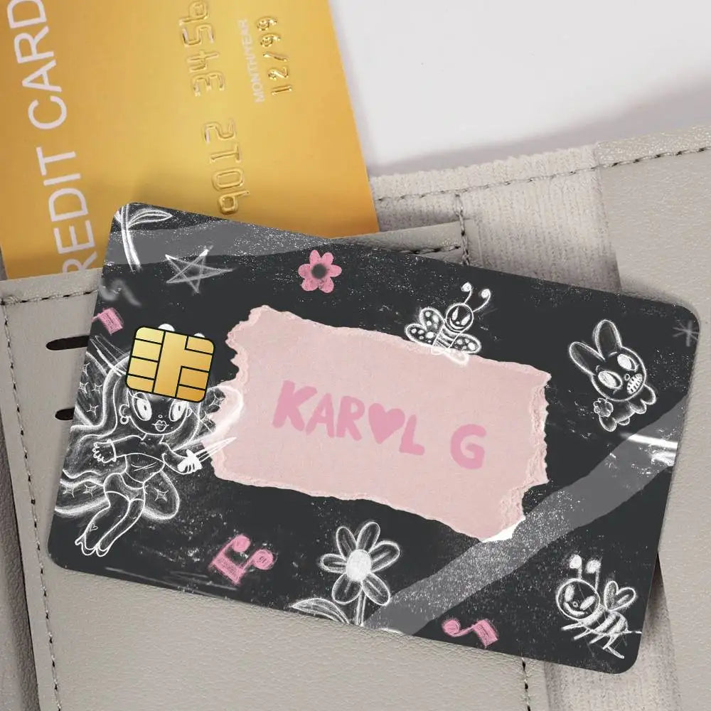 carte sim personnalisée karol papier étanche adhésif papillons fleurs notes musicales grunge creative