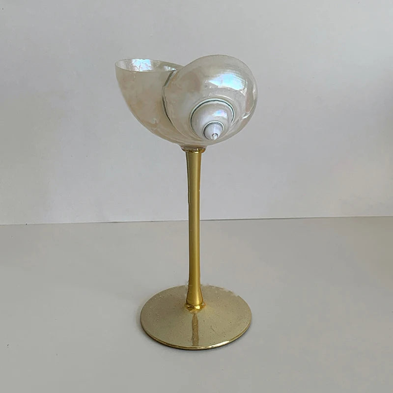 coquillage pied verre couleur dorée élégant moderne brillant accueil décoration ornement cadeau