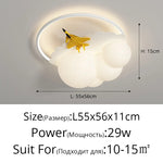 lustres led modernes nuages avions chambre enfants blanc jaune bleu gris