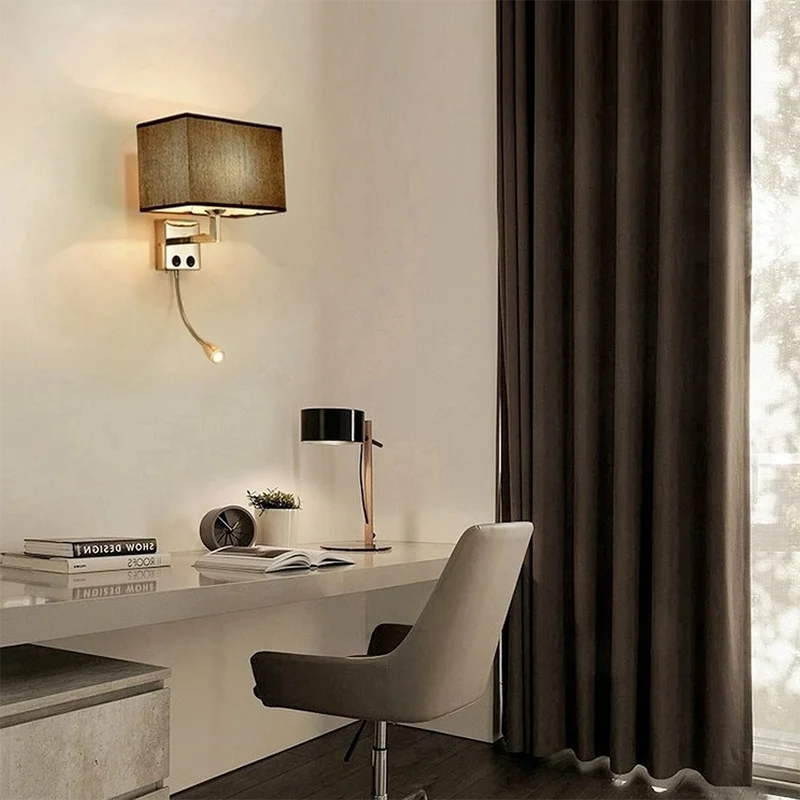lampe murale moderne LED beige tissu fixée mur éclairage chambre salle manger