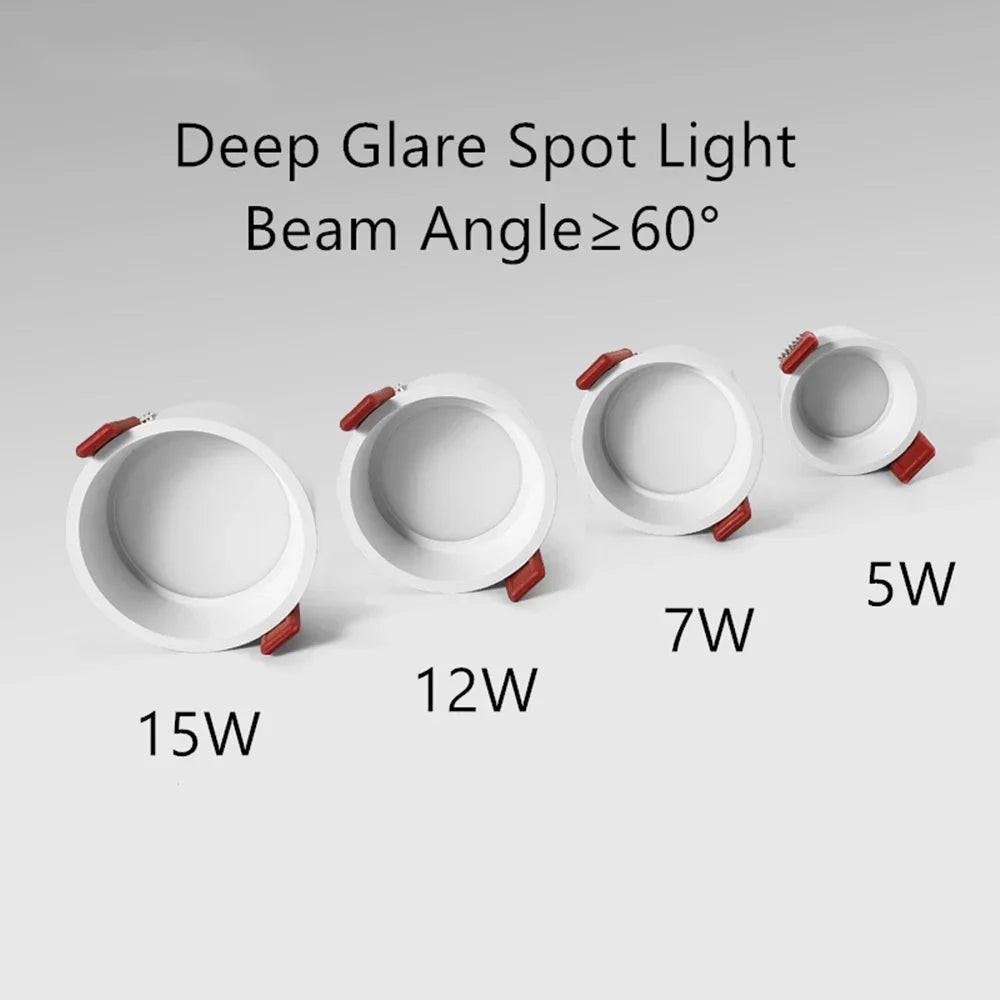 spots led 15w 12w 7w 5w antiéblouissement angle 60 degrés blanc moderne minimaliste