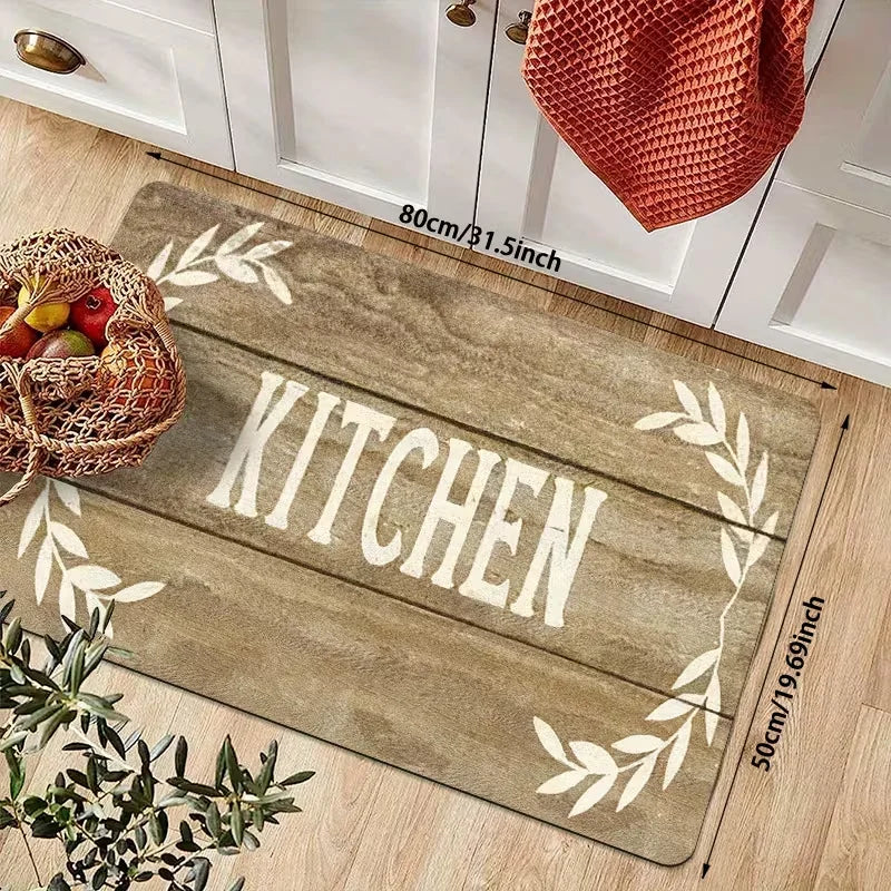 tapis sol extérieur polyester antidérapant motif feuilles blanches rustique vintage marron clair beige blanc