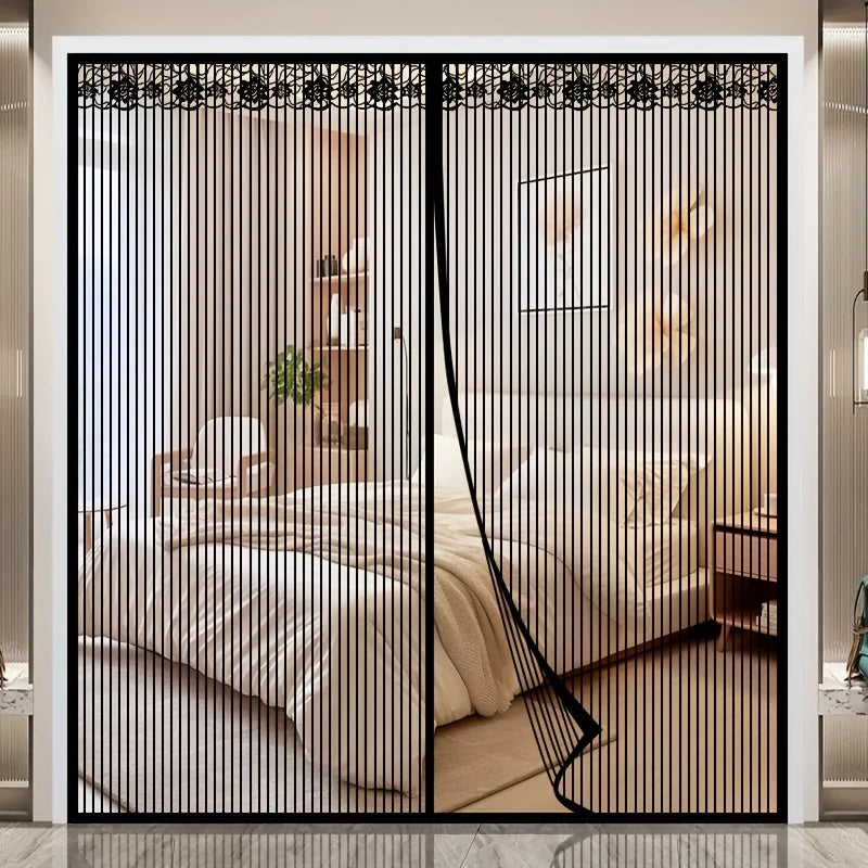 rideau porte noir rayures vertical magnétique moderne adhésif grande taille été