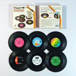 coasters vintage rockabilly noir motifs disques vinyle blancs résistants chaleur antidérapants plastique respectueux environnement
