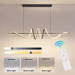 lampe suspendue moderne spirale blanc noir contemporaine télécommande trois modes lumière