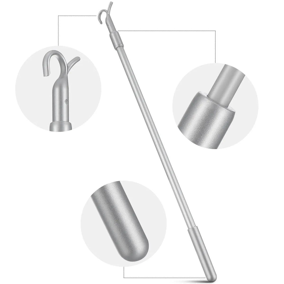 rideau tige télescopique argentée moderne crochet accessoire store vertical ouverture tissu chanvre lisse