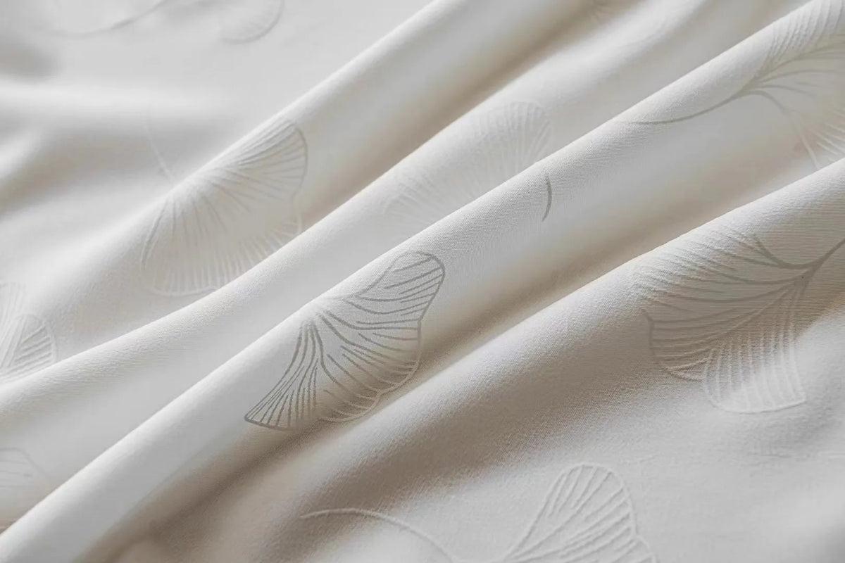 rideau blanc tulle semi transparent motif feuilles argent moderne salon chambre