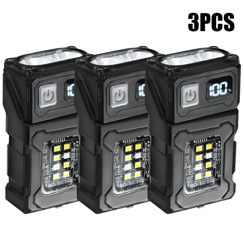 lampe torche rechargeable led noire aimantée rotative camping 10w intense modifiable moderne robuste