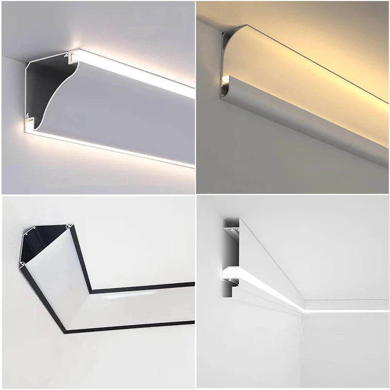 profils d'éclairage led blancs lisses modernes fixationintérieur extérieur góc ngoài góc trong