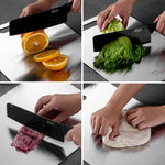 planche découper acier inoxydable blanc antibactérienne lisse moderne poignées intégrées respectueux environnement taille 39x28cm
