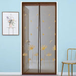 rideau porte moderne gris translucide fleurs dorées motifs géométriques bien ventilé anti insectes