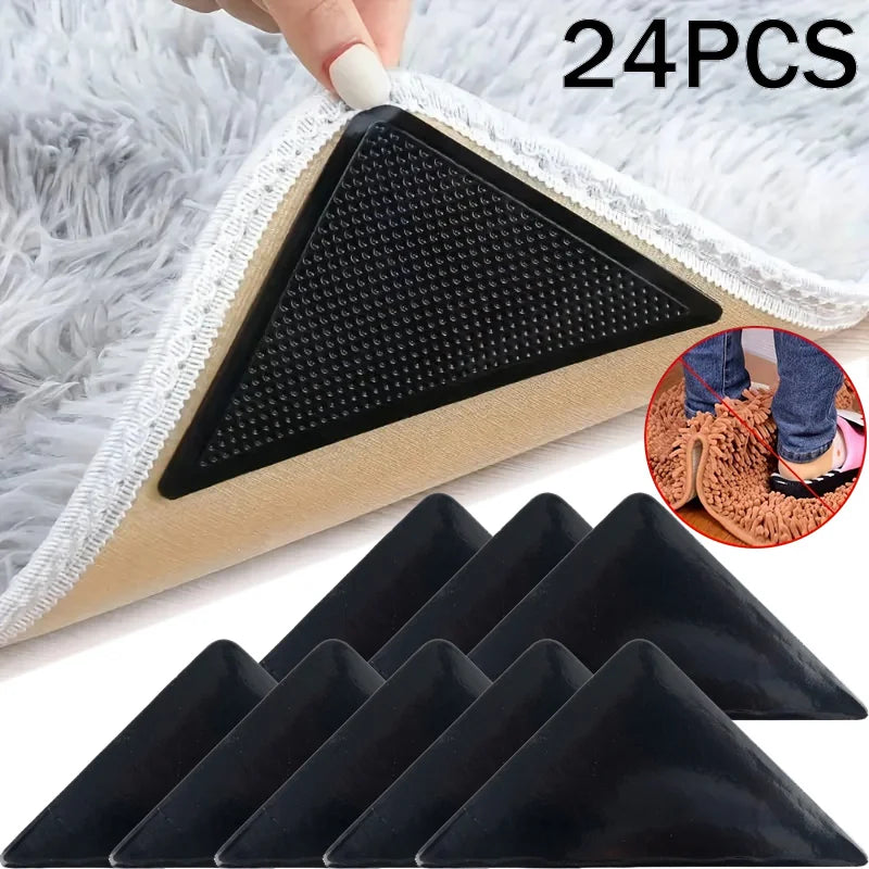 protections anti dérapantes adhésives réutilisables tapis triangles noir blanc rouge beige bleu