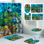 rideau douche motif marine tapis bain couvercle toilette poissons coraux