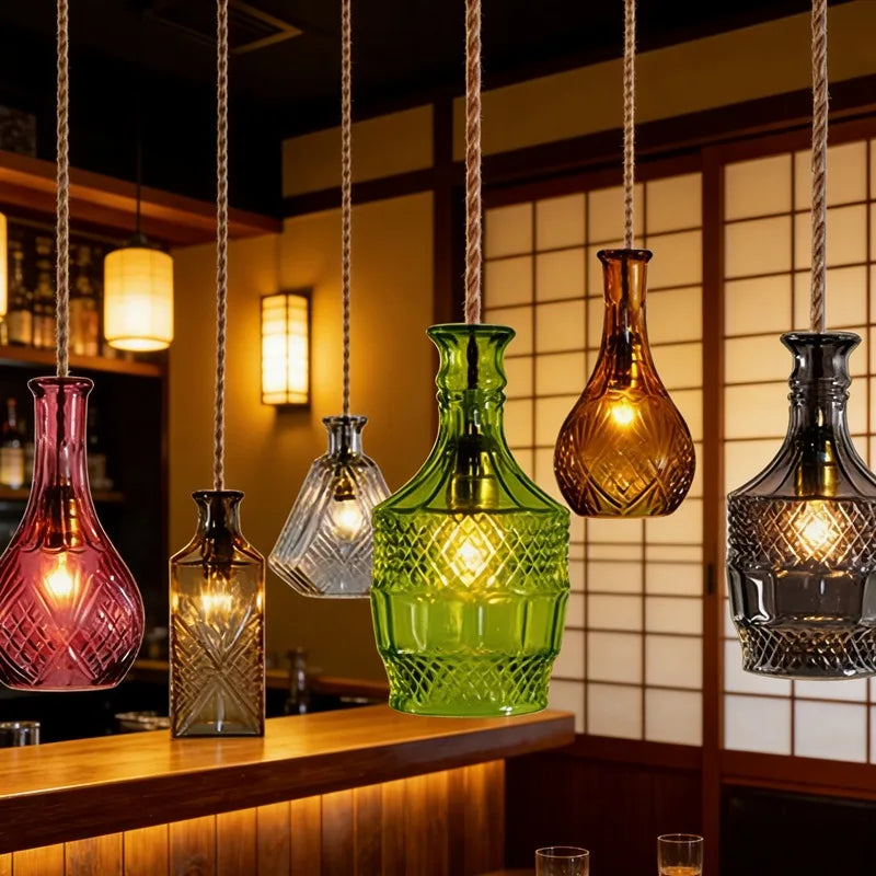 suspension lumineuse vintage verre transparent diamant gravé noir vert amber salon restaurant chambre