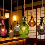 suspension lumineuse vintage verre transparent diamant gravé noir vert amber salon restaurant chambre