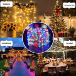 décoration extérieure guirlande led solaire 32m blanc chaud multicolore imperméable ip65 festive