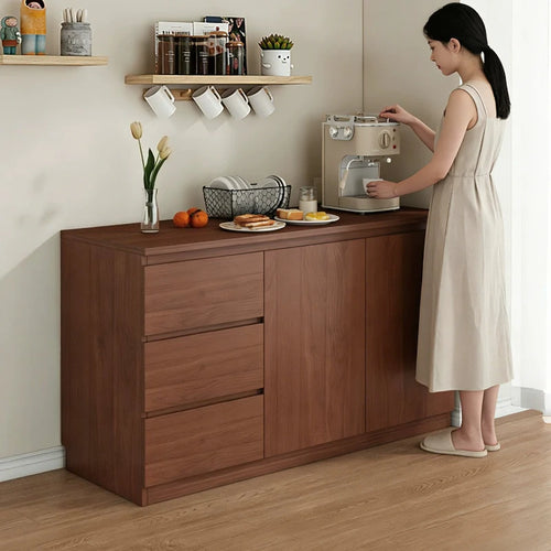 armoire tiroirs bois marron clair meuble salon moderne rangement maison minimaliste