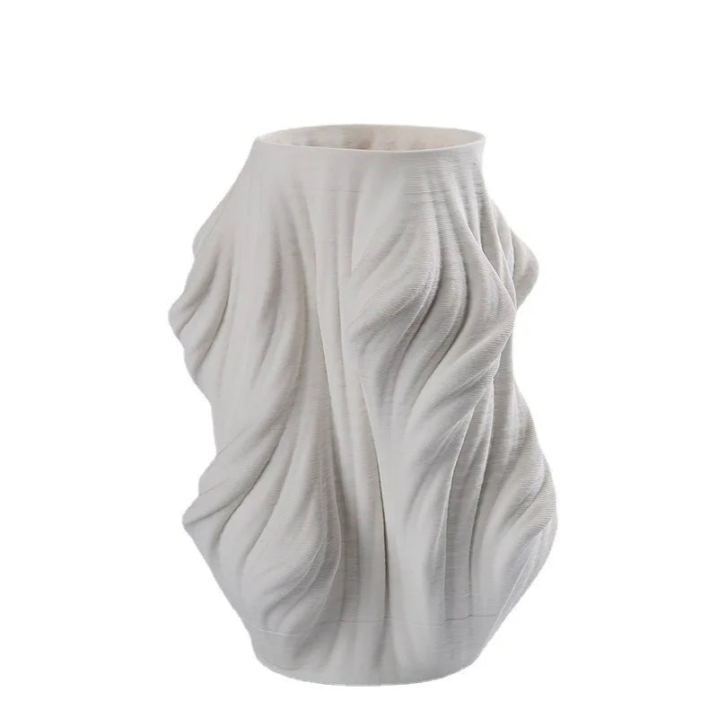 Vase contemporain porcelaine blanche noire bleue plissé moderne simple decoration table