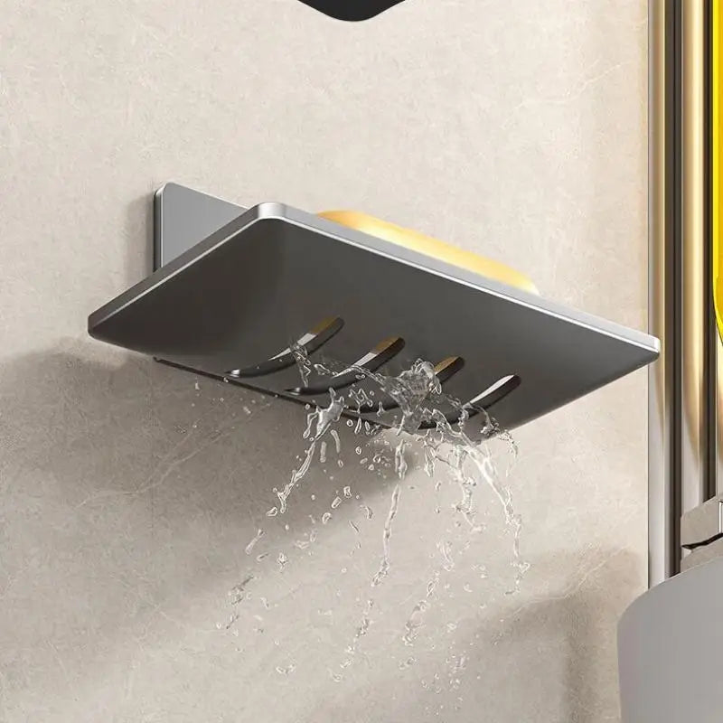 support savon mural adhésif moderne noir blanc jaune rose mat salle bain douche évier