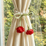 anneau rideau blanc ruban rose décoratif romantique vert rouge 25cm