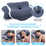 oreiller ergonomique mousse mémoire forme feuille bleu foncé alvéoles tête cou support moderne