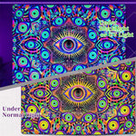 tapisserie murale multicolore oeil stylisé motifs géométriques artificielle psychédélique uv reactive