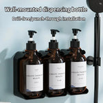 distributeur savon mural rechargeable sans poinçonnage moderne transparent noir étiquette blanche main shampoing gel