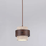 Suspension lumineuse pierre bois moderne câble ajustable 17cm éclairage salon chambre