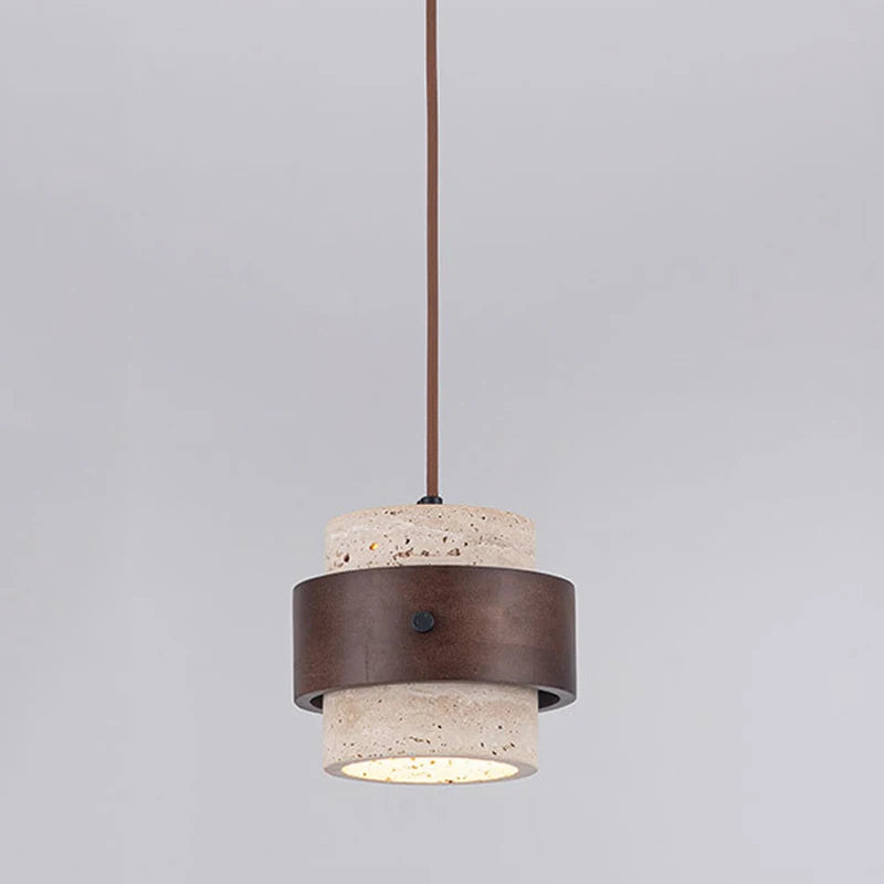 Suspension lumineuse pierre bois moderne câble ajustable 17cm éclairage salon chambre