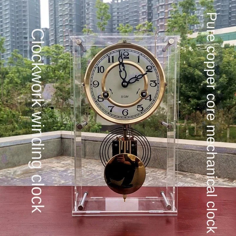 Pendule de table en cuivre pur style rétro