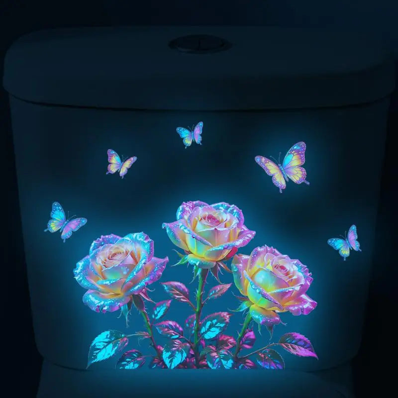 stickers muraux roses papillons multicolores reflets métalliques moderne adhésifs chambre salon
